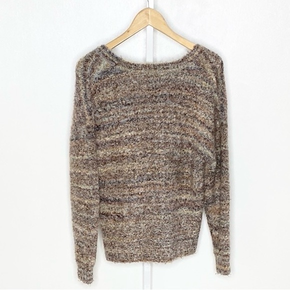 Cynthia Rowley | Tan/Neutral Stripe Cozy Girl Nubby Button-Down Cardigan Sz Med - Picture 8 of 11